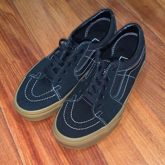Vans Black Canvas Sneakers with White Stitching size 5.5 main image 6
